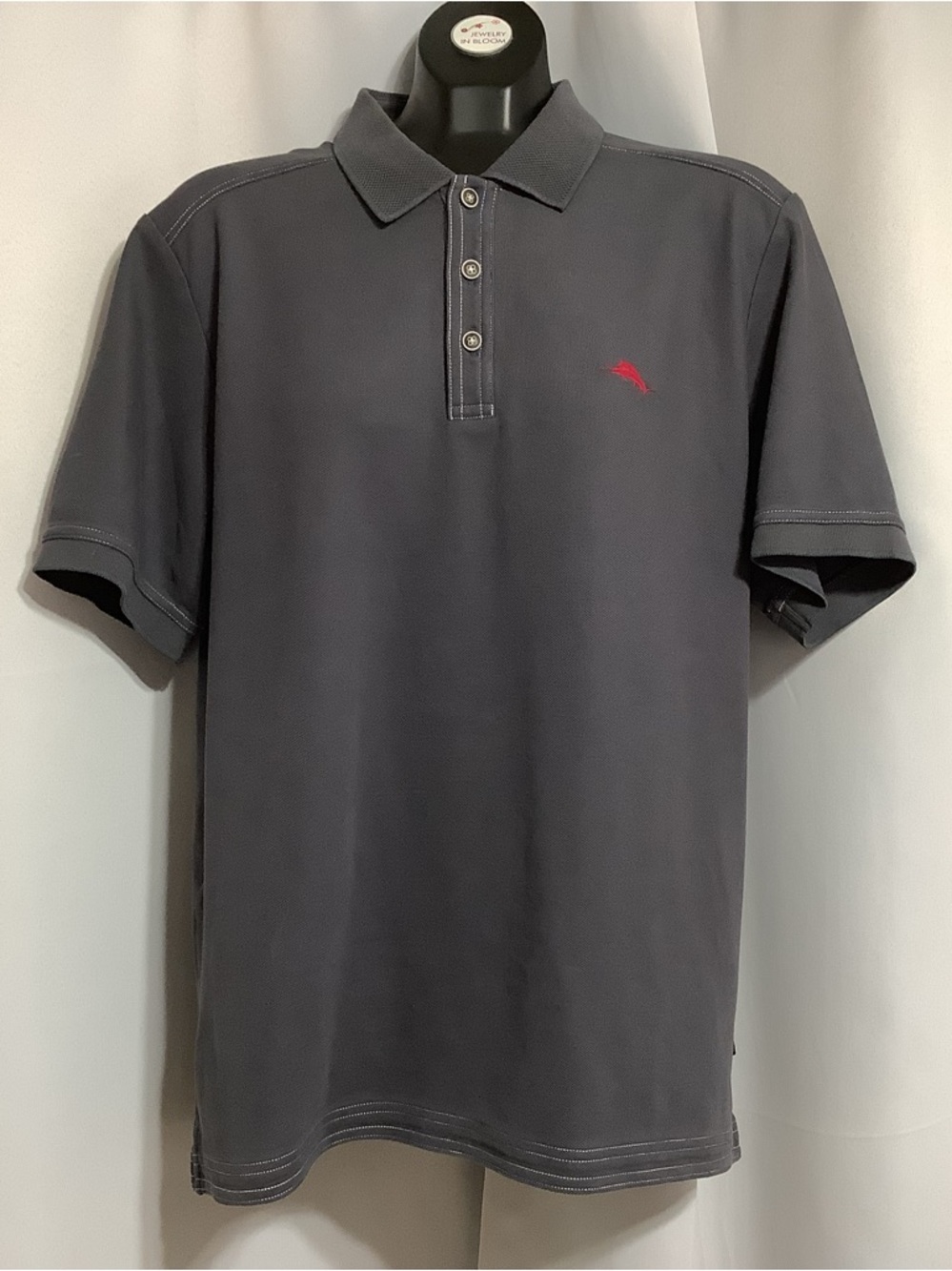 Tommy Bahama Charcoal Emfielder Polo with Red Logo Men’s Size Large